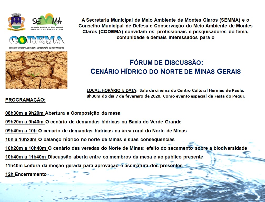 Convite Frum Cenrio Hdrico norte de Minas 07022020 